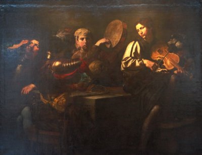 Hudebníci a vojáci od Valentin de Boulogne